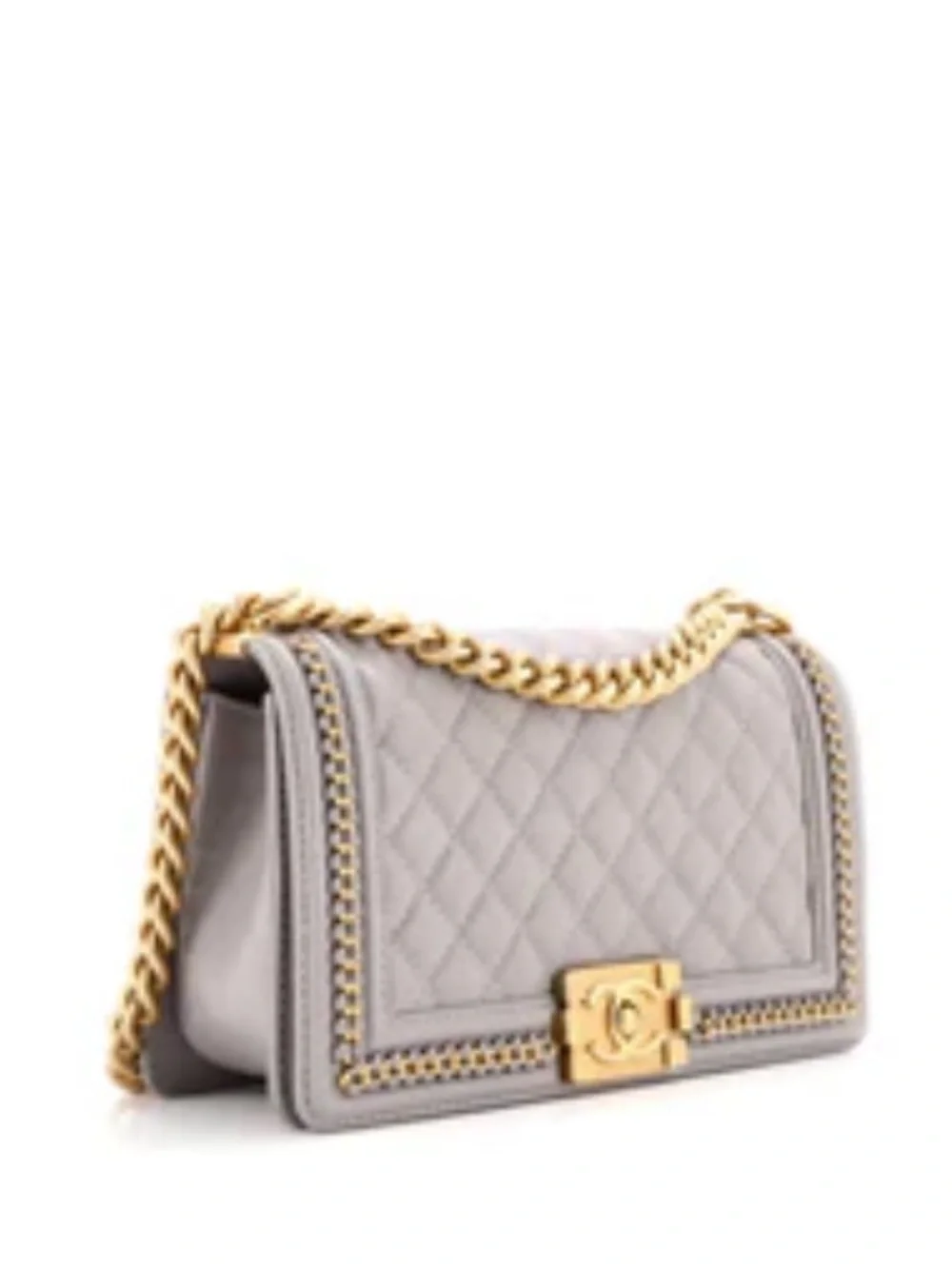 CHANEL Quilted Le Boy Flap Bag In quilted caviar | pale lilac